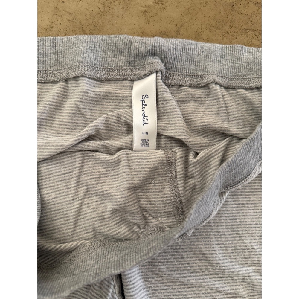 Splendid Womens Gray Ribbed Knit Pajama Set Long Sleeve Leggings Size Large - Picture 13 of 16